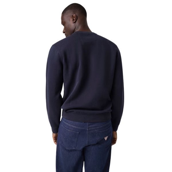 GUESS felpa uomo girocollo con logo ricamato sul davanti colore blu