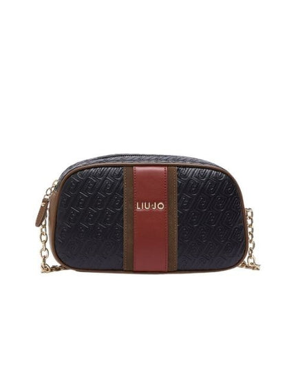 Liu Jo Ematite borsa a spalla nera con logo impresso e fascia colorata