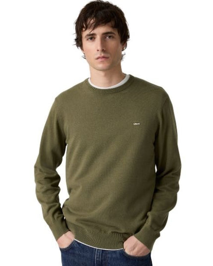 LEVI'S Lightweight maglia uomo scollatura a girocollo orli a costine logo sul petto colore verde