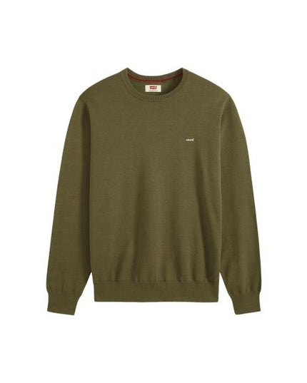 LEVI'S Lightweight maglia uomo scollatura a girocollo orli a costine logo sul petto colore verde