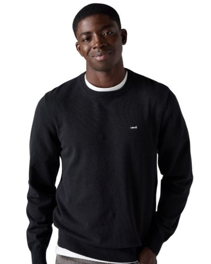 LEVI'S Lightweight maglia uomo scollatura a girocollo orli a costine logo sul petto colore nero