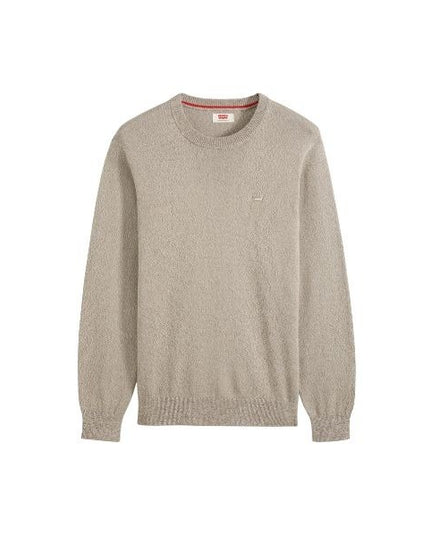 LEVI'S Lightweight maglia uomo scollo a giro orlo a costine e logo sul petto colore beige