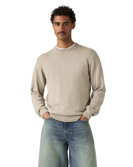 LEVI'S Lightweight maglia uomo scollo a giro orlo a costine e logo sul petto colore beige