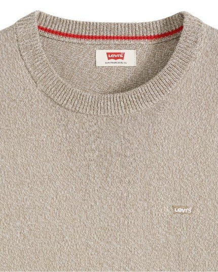 LEVI'S Lightweight maglia uomo scollo a giro orlo a costine e logo sul petto colore beige