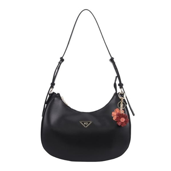 YNOT? Borsa a spalla nera con zip dorata