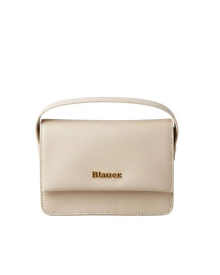 Blauer Min borsa a mano con catenella dorata removibile white