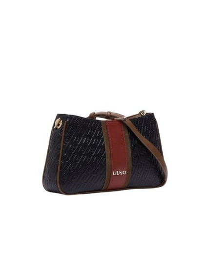 Liu Jo Ematite borsa a spalla nera a mezzaluna con logo impresso e fascia colorata
