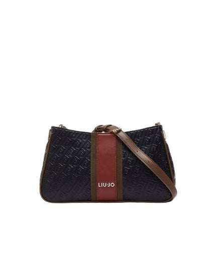 Liu Jo Ematite borsa a spalla nera a mezzaluna con logo impresso e fascia colorata