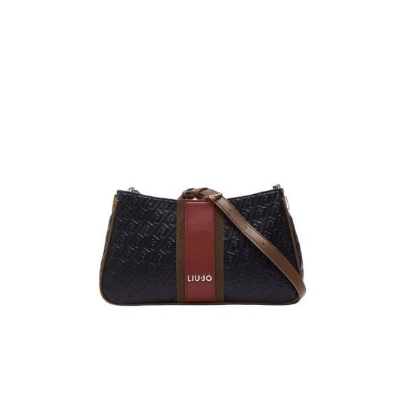 Liu Jo borsa a spalla nera a mezzaluna con logo impresso e fascia colorata