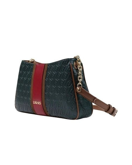 Liu J Ematite borsa a spalla verde Foresta a mezzaluna con logo impresso e fascia colorata