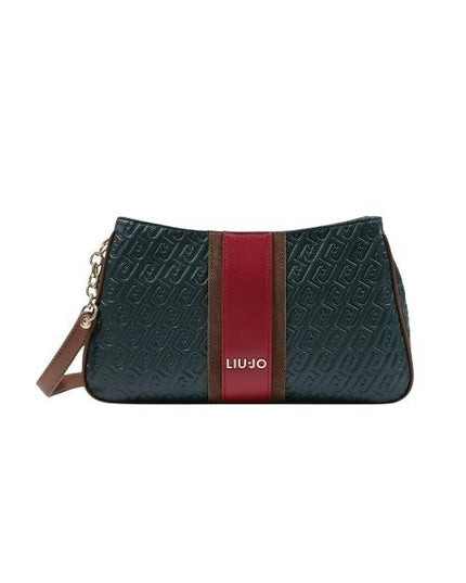Liu J Ematite borsa a spalla verde Foresta a mezzaluna con logo impresso e fascia colorata