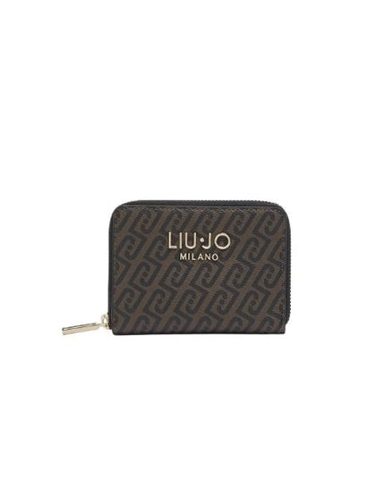 Liu Jo portafoglio piccolo con logo all over marrone e nero