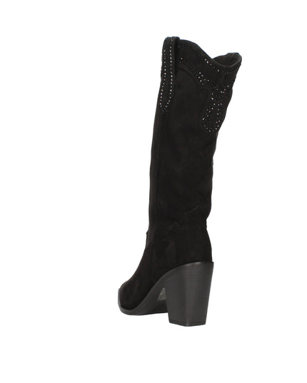 Menbur stivali camperos in camoscio con strass tono su tono