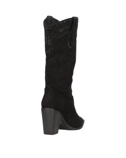 Menbur stivali camperos in camoscio con strass tono su tono