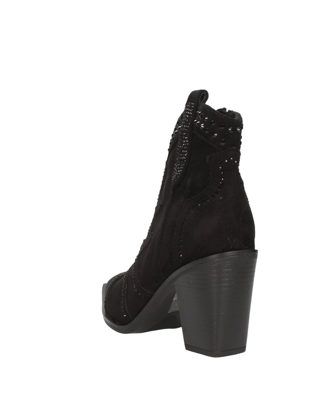 Menbur stivaletti camperos in camoscio con strass tono su tono