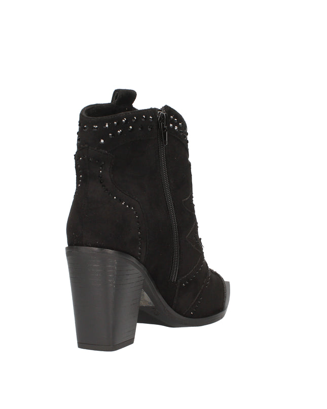 Menbur stivaletti camperos in camoscio con strass tono su tono