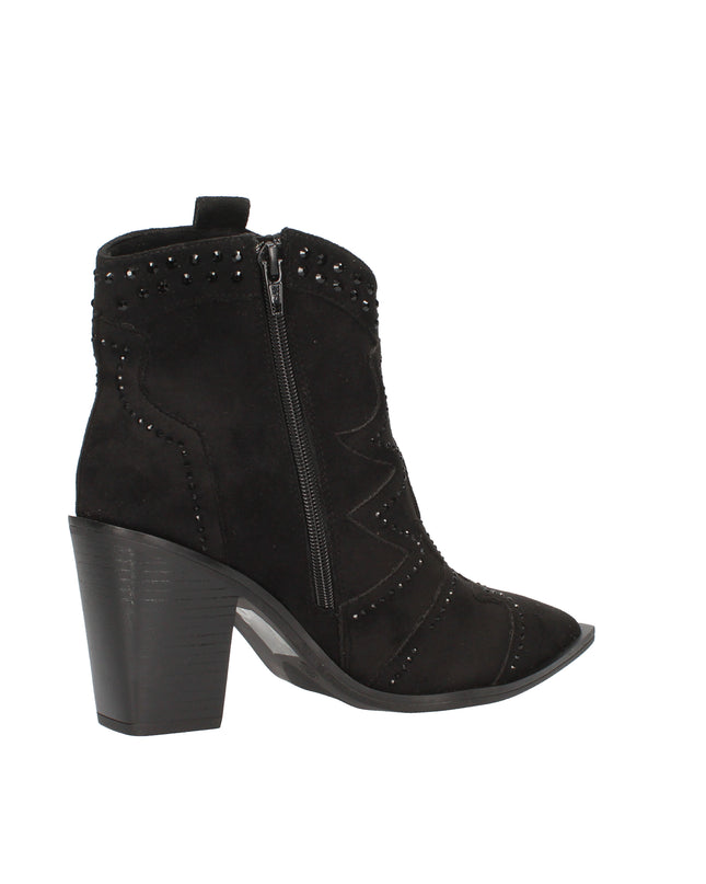 Menbur stivaletti camperos in camoscio con strass tono su tono