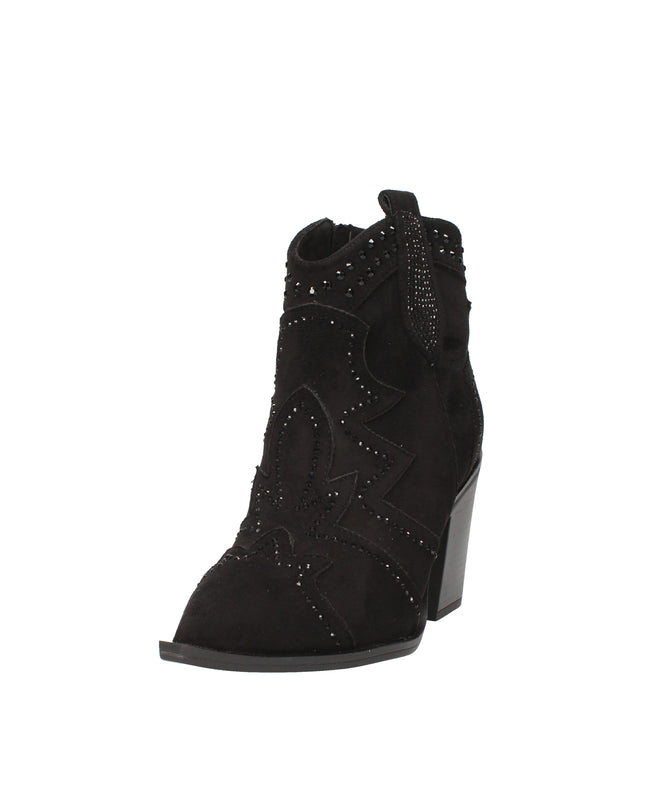 Menbur stivaletti camperos in camoscio con strass tono su tono