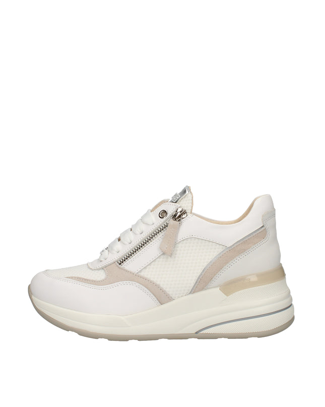 Keys sneakers con zeppa e zip laterale in pelle bianca