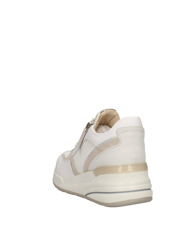 Keys sneakers con zeppa e zip laterale in pelle bianca