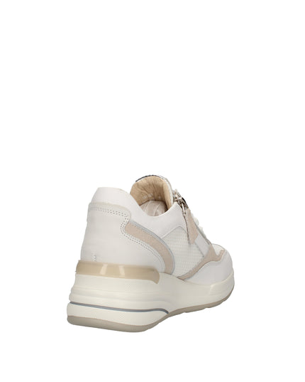 Keys sneakers con zeppa e zip laterale in pelle bianca