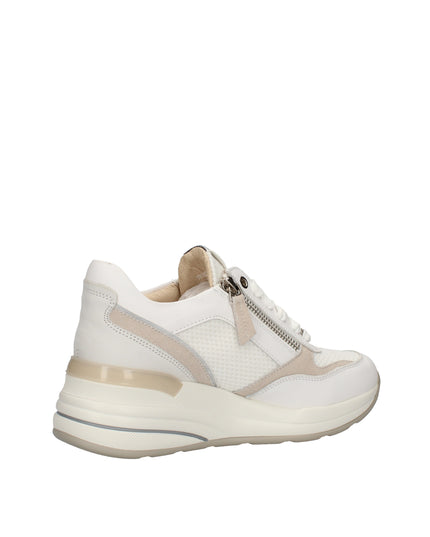 Keys sneakers con zeppa e zip laterale in pelle bianca
