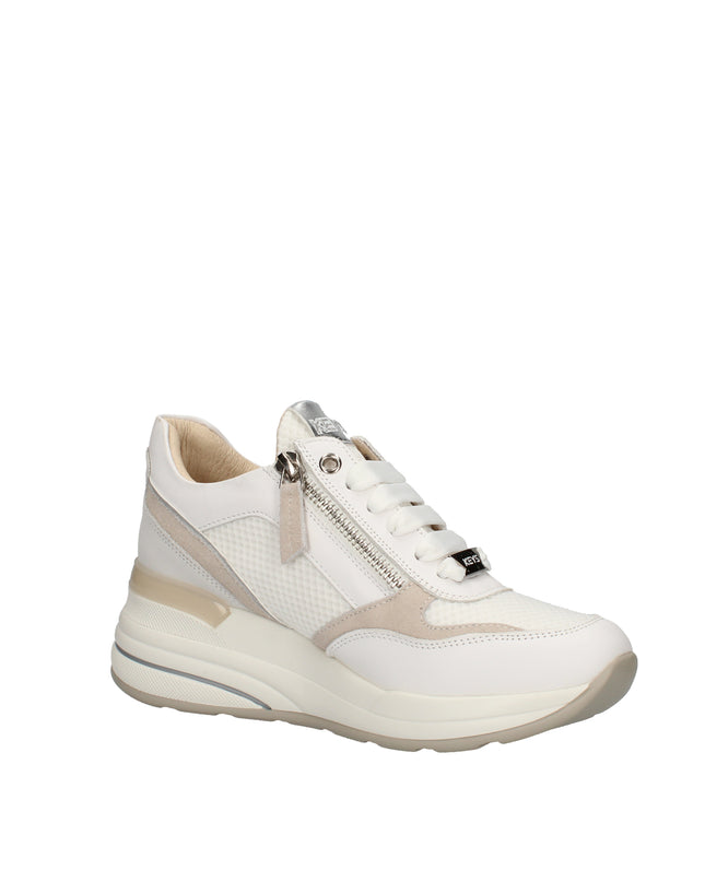 Keys sneakers con zeppa e zip laterale in pelle bianca