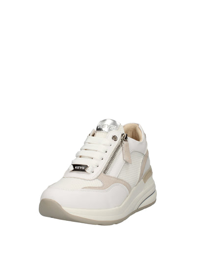 Keys sneakers con zeppa e zip laterale in pelle bianca