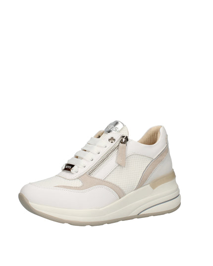 Keys sneakers con zeppa e zip laterale in pelle bianca