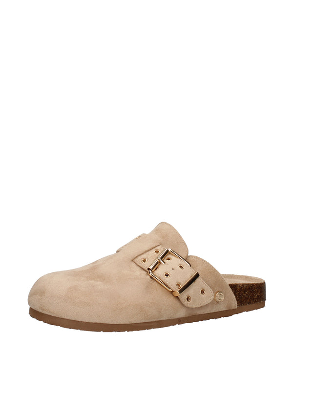 Refresh sabot in suede con suola effetto sughero