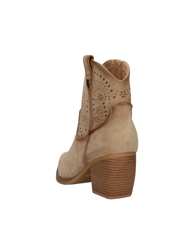 Refresh stivaletti texani traforati con tacco effetto legno