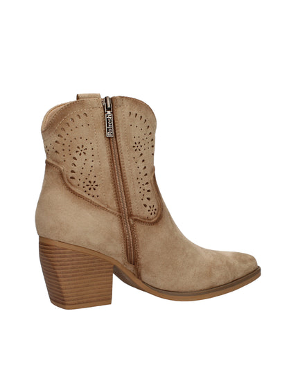 Refresh stivaletti texani traforati con tacco effetto legno