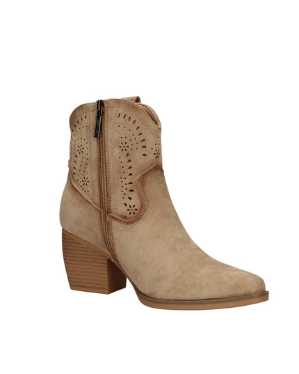 Refresh stivaletti texani traforati con tacco effetto legno