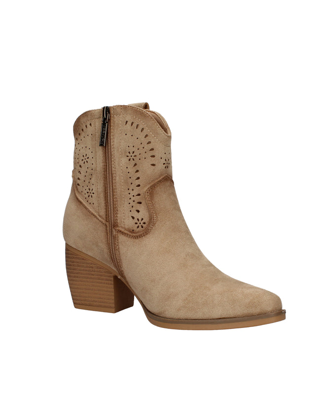 Refresh stivaletti texani traforati con tacco effetto legno