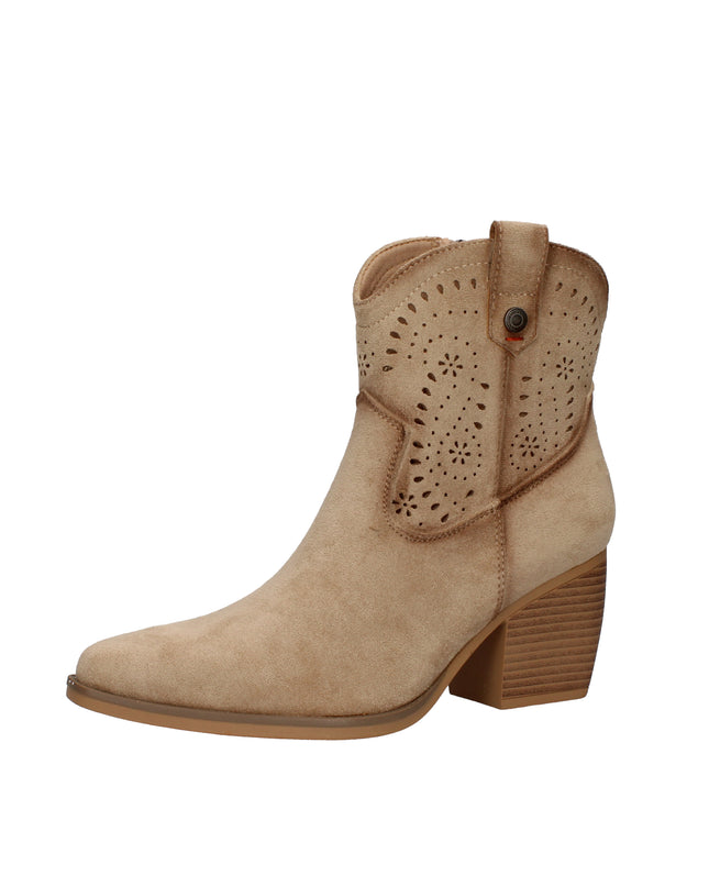 Refresh stivaletti texani traforati con tacco effetto legno