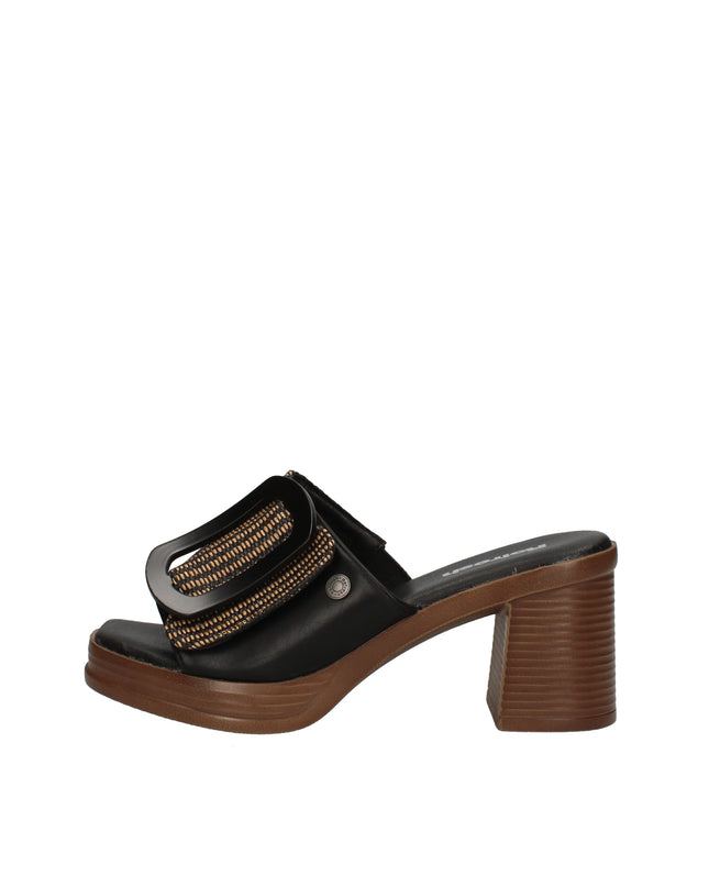 Refresh sandali con tacco effetto legno e fibbia decorativa