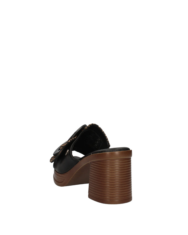 Refresh sandali con tacco effetto legno e fibbia decorativa