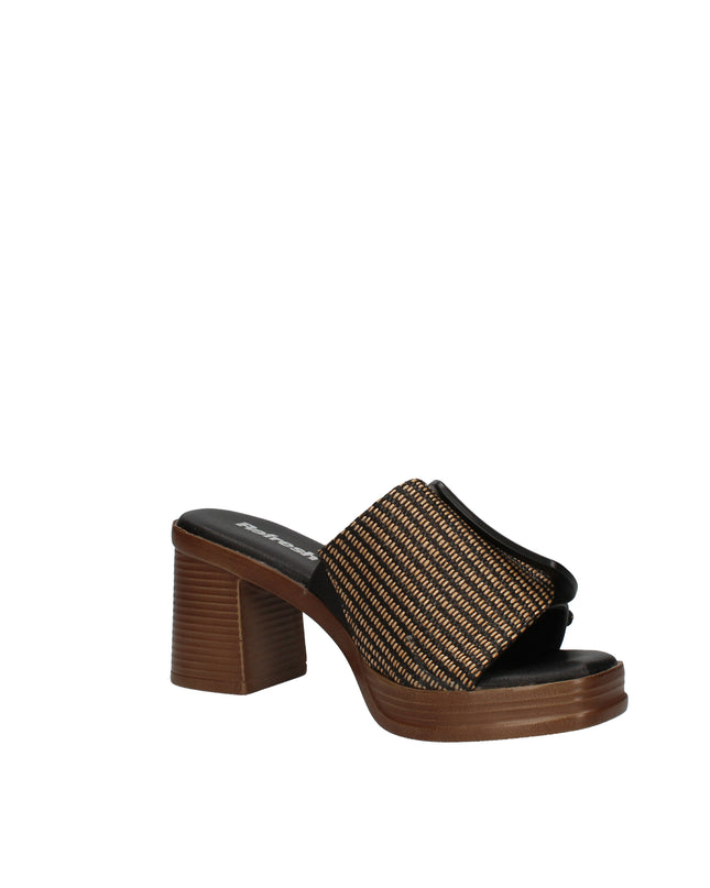 Refresh sandali con tacco effetto legno e fibbia decorativa