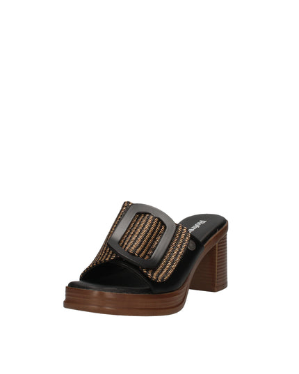 Refresh sandali con tacco effetto legno e fibbia decorativa