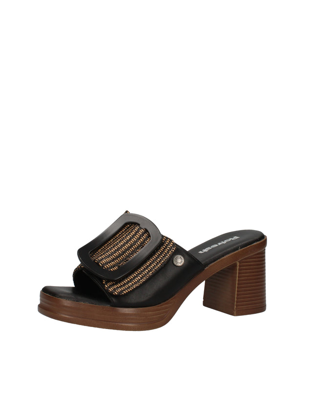 Refresh sandali con tacco effetto legno e fibbia decorativa