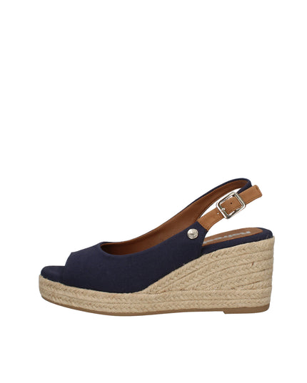 Refresh slingback spuntate in tessuto con zeppa in rafia