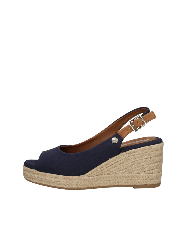Refresh slingback spuntate in tessuto con zeppa in rafia