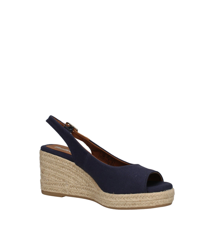 Refresh slingback spuntate in tessuto con zeppa in rafia