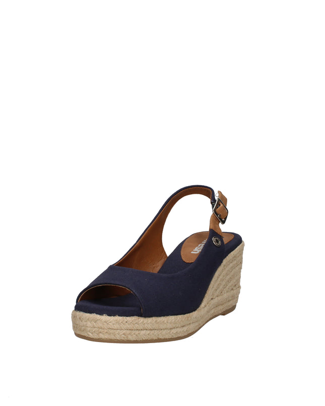 Refresh slingback spuntate in tessuto con zeppa in rafia