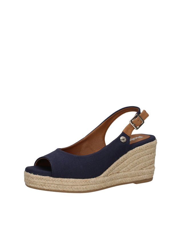 Refresh slingback spuntate in tessuto con zeppa in rafia