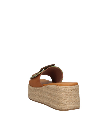 Pregunta sandali in tessuto con zeppa effetto rafia
