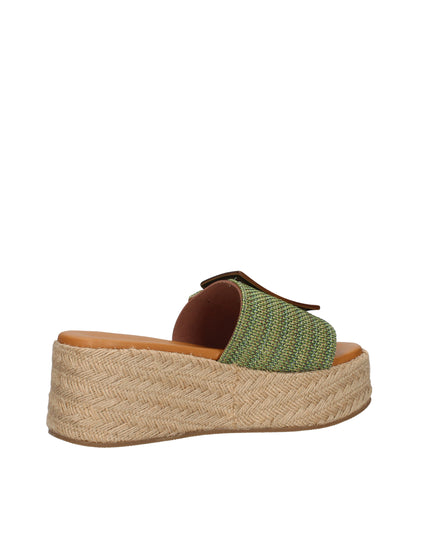 Pregunta sandali in tessuto con zeppa effetto rafia