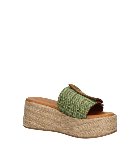 Pregunta sandali in tessuto con zeppa effetto rafia