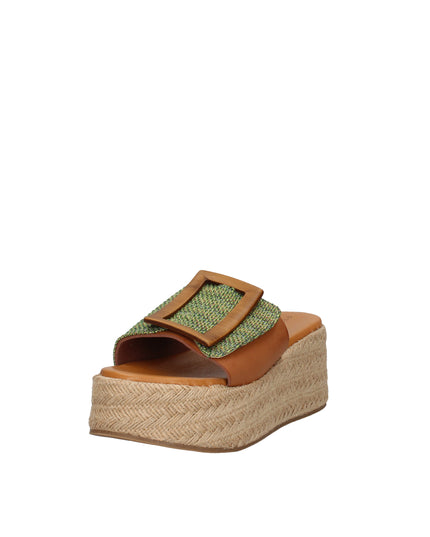 Pregunta sandali in tessuto con zeppa effetto rafia