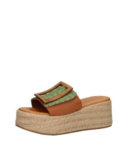 Pregunta sandali in tessuto con zeppa effetto rafia